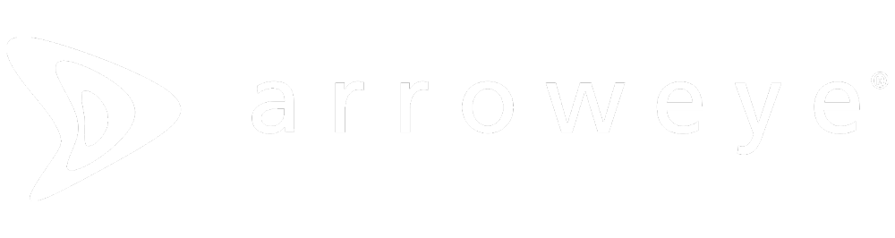 Arroweye logo, white on transparency.